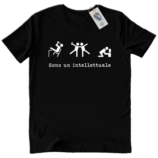 T-SHIRT UNISEX - SONO UN INTELLETTUALE - BLACK